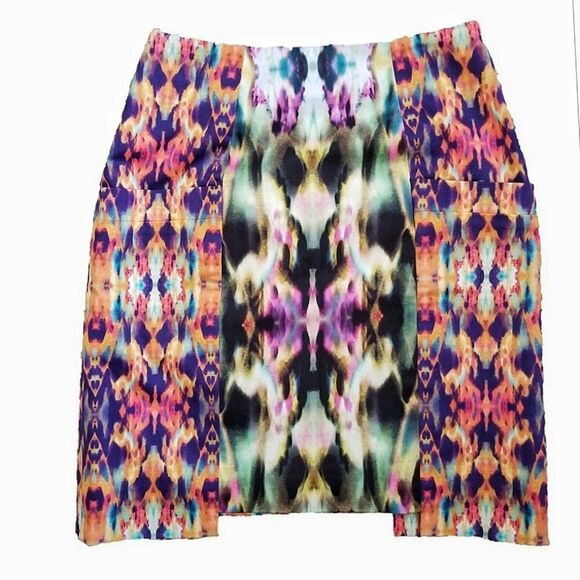 ICB by Prabal Gurung Kaleidoscope Ikat Skirt 0 - Picture 1 of 5